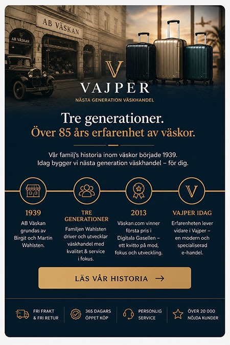Vajpers historia sedan 1939 – tre generationers erfarenhet av väskor